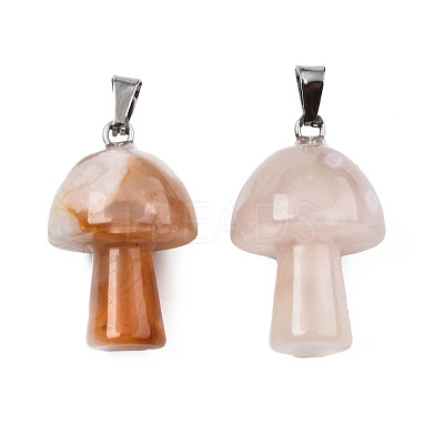 Natural Cherry Blossom Agate Pendants G-N0325-10H-1
