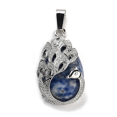 Natural Blue Spot Jasper Teardrop Pendants G-G112-03P-07-1