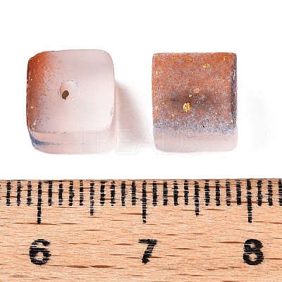 Frosted Glass Beads with Golden Glitter Powder DGLA-NH001-8mm-01G-1