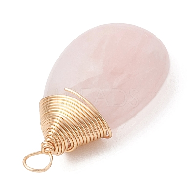 Natural Rose Quartz Pendants PALLOY-JF05086-01-1