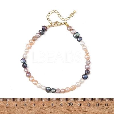 Natural Cultured Freshwater Pearl Beaded Anklets for Women AJEW-AN00876-1