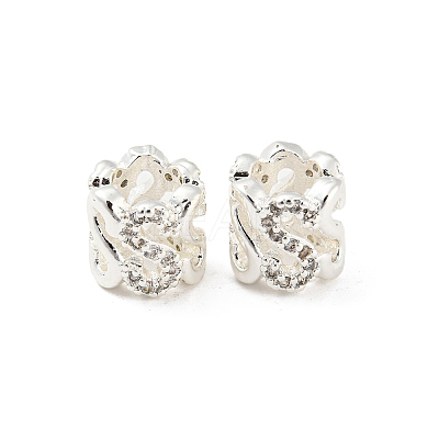 Brass Micro Pave Cubic Zirconia European Beads KK-H452-10S-1