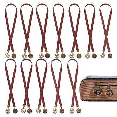 12Pcs Cowhide Leather Bookmarks AJEW-HY00012-1