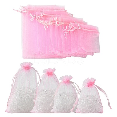 30Pcs 4 Styles Rectangle Organza Bags Jewellery Storage Pouches Wedding Favour Party Mesh Drawstring Gift OP-FS0001-01B-1