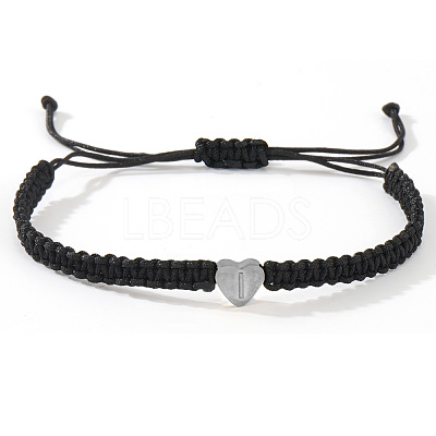 304 Stainless Steel Heart with Letter Bead Braided Bead Bracelets OO6447-37-1