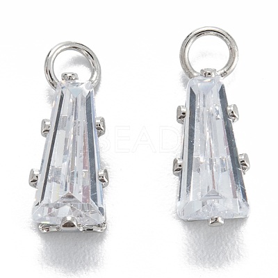 Brass Clear Cubic Zirconia Charms ZIRC-G170-10P-1