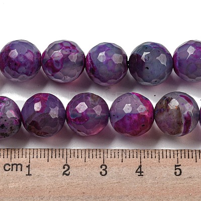 Faceted Natural Fire Crackle Agate Beads Strands G-F447-12mm-N01-1