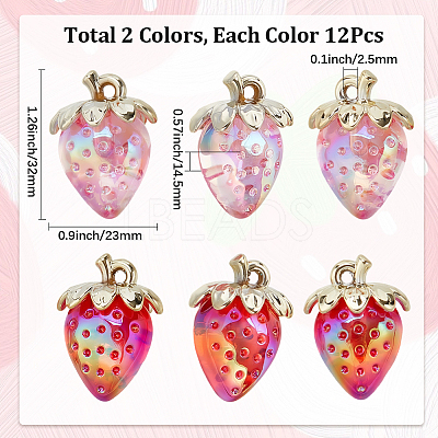 24Pcs 2 Colors Transparent Acrylic Pendants MACR-SC0002-36-1