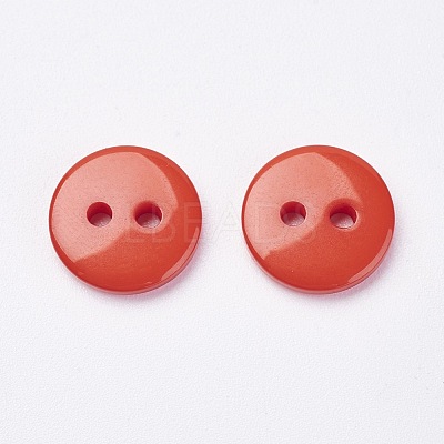 2-Hole Flat Round Resin Sewing Buttons for Costume Design BUTT-E119-24L-08-1