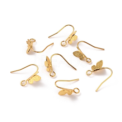 Brass Butterfly Earring Hooks EJEW-WH0015-12G-1
