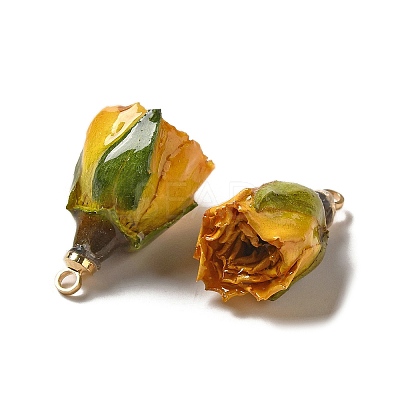 Preserved Rose with Golden Alloy Pendants FIND-M010-01C-1