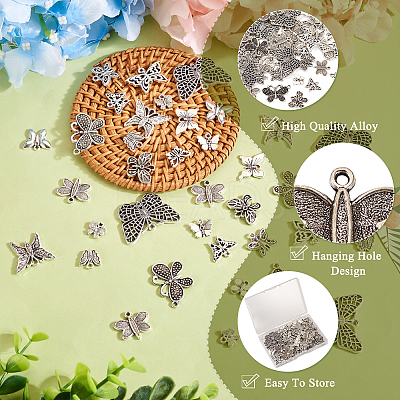 90Pcs 15 Style Tibetan Style Alloy Pendants FIND-TA0003-54-1
