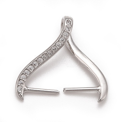 Rack Plating Brass Micro Pave Cubic Zirconia Ice Pick Pinch Bails KK-B056-01P-1