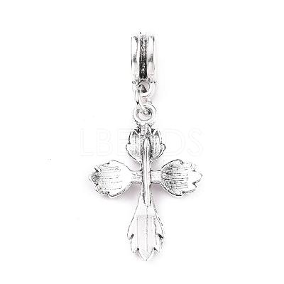 Mixed Tibetan Style Alloy Cross European Dangle Charms PALLOY-JF00055-1