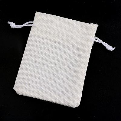 Polyester Imitation Burlap Packing Pouches Drawstring Bags ABAG-R005-9x7-21-1
