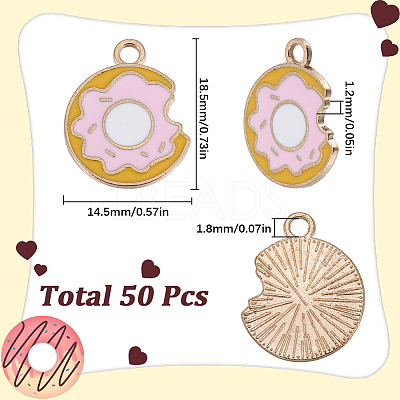 50Pcs Light Gold Plated Alloy Enamel Pendants ENAM-SC0004-84-1