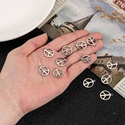 Tarnish Resistant Peace Sign 201 Stainless Steel Pendants STAS-R071-20-1