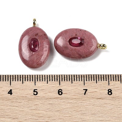 Natural Rhodonite & Cubic Zirconia Pendants X-G-Z076-01G-06-1