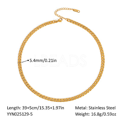 5.4MM 304 Stainless Steel Cuban Link Chain Necklaces UM6262-3-1