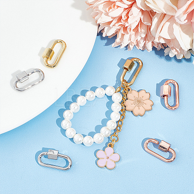 6Pcs 3 Colors Brass Screw Carabiner Lock Charms KK-UN0002-05-1