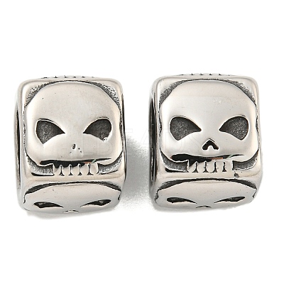 316 Surgical Stainless Steel with Rhinestone Large Hole Cube Beads STAS-Q326-08AS-04-1