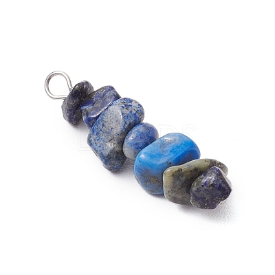 3Pcs Natural Amethyst & Lapis Lazuli & Red Jasper Chip Beaded Constellation Pendants PALLOY-JF03043-09-1