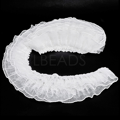 5 Yards Polyester Pleated Flower Lace Trim OCOR-GF0003-89A-1
