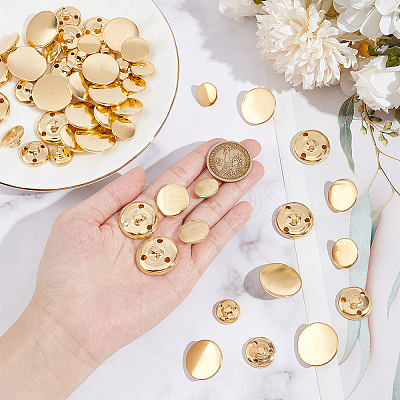 50Pcs 5 Styles 3-Hole Brass Buttons BUTT-OC0001-47G-1