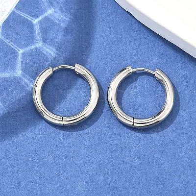 Tarnish Resistant 304 Stainless Steel Huggie Hoop Earrings EJEW-F111-20mm-P-1