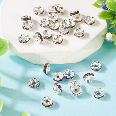 30Pcs 2 Colors Brass Rhinestone Spacer Beads RB-TA0001-29D-1