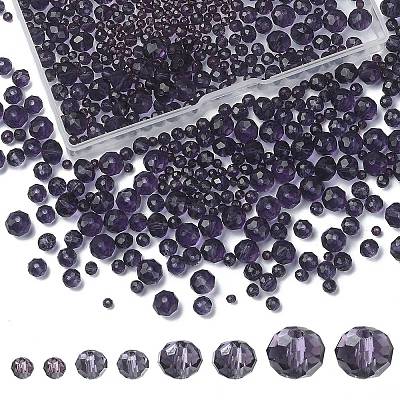 8 Strands 4 Size Transparent Glass Beads Strands EGLA-YW0003-10B-1