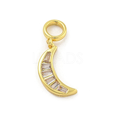 Rack Plating Brass Clear Cubic Zirconia European Dangle Charms KK-G513-38G-1