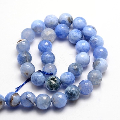 Dyed Natural Agate Faceted Round Beads Strands X-G-E320C-10mm-03-1