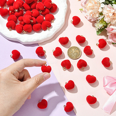 50Pcs Flocky Acrylic Pendants FIND-YW0007-11-1