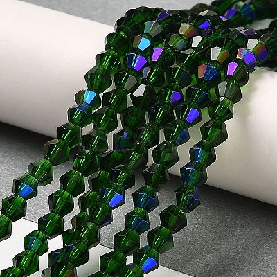 Transparent Electroplate Glass Beads Strands EGLA-A039-T4mm-L25-1