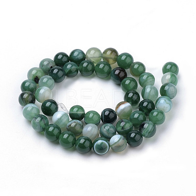 Natural Striped Agate/Banded Agate Beads Strands G-S259-04E-6mm-1