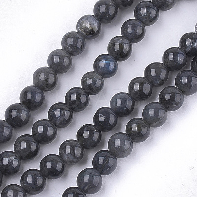 Natural Black Labradorite Beads Strands X-G-S333-6mm-021A-1