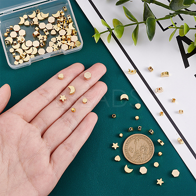 120Pcs 6 Style Brass Beads FIND-PH0005-47-1