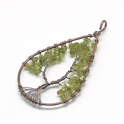 Natural Chip Olive Quartz Big Pendants G-R437-R05-1