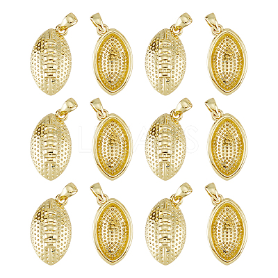 12Pcs Rugby Rack Plating Brass Pendants KK-HS0002-05-1