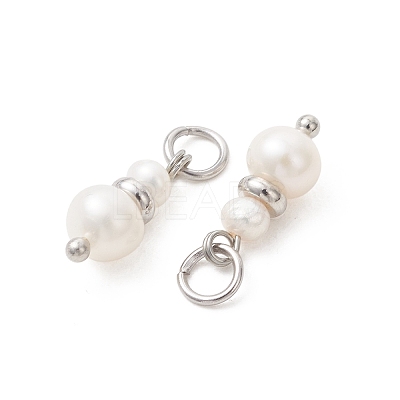 Natural Cultured Freshwater Pearl & Brass Pendants PALLOY-JF05442-01-1