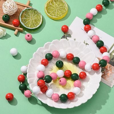 160Pcs 4 Colors Farmhouse Country and Rustic Style Painted Natural Wood Beads WOOD-LS0001-01M-1