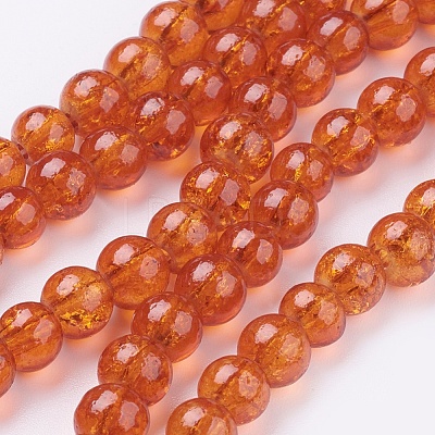 Spray Painted Crackle Glass Beads Strands X-CCG-Q001-6mm-09-1