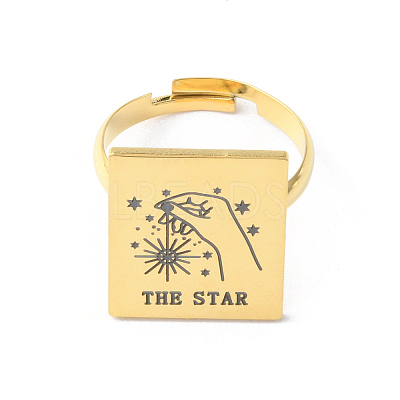 Stainless Steel Tarot Card Adjustable Ring for Women RJEW-WH0001-018G-04-1