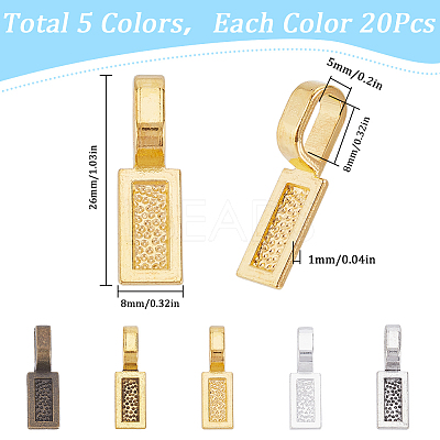 100Pcs 5 Colors Tibetan Style Alloy Glue-on Flat Pad Bails FIND-SP0001-89-1