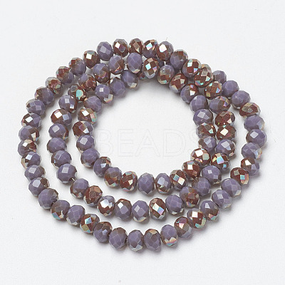 Electroplate Opaque Solid Color Glass Beads Strands EGLA-A034-P4mm-J12-1