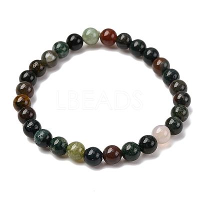 Natural Indian Agate Beaded Stretch Bracelets BJEW-D446-B-46-1