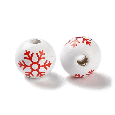 Printed Wood European Beads WOOD-Z002-08D-1