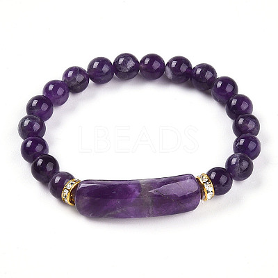 Natural Amethyst Beads Stretch Bracelets BJEW-T022-04G-1