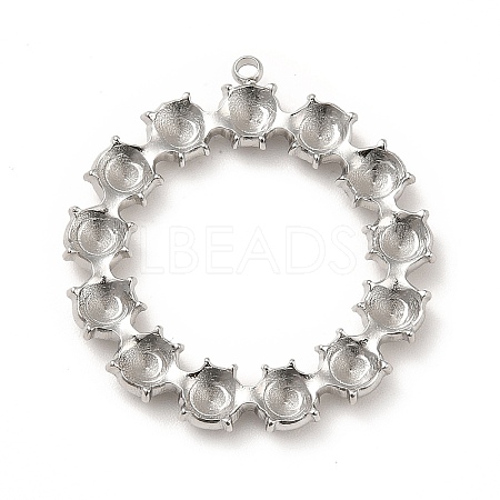 304 Stainless Steel Pendant Rhinestone Settings STAS-P312-07P-1